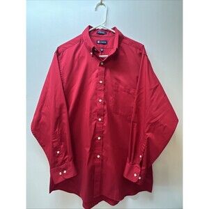Chaps Men's Red Classic Fit Twill Long Sleeve Button Down Large 16-16 1/2 32/33